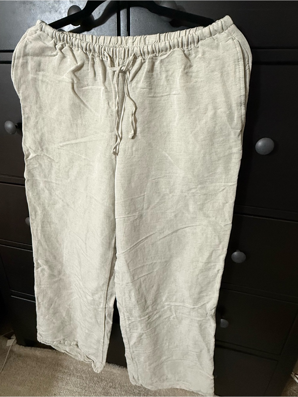 H&M Men's Drawstring Linen Joggers - Cream